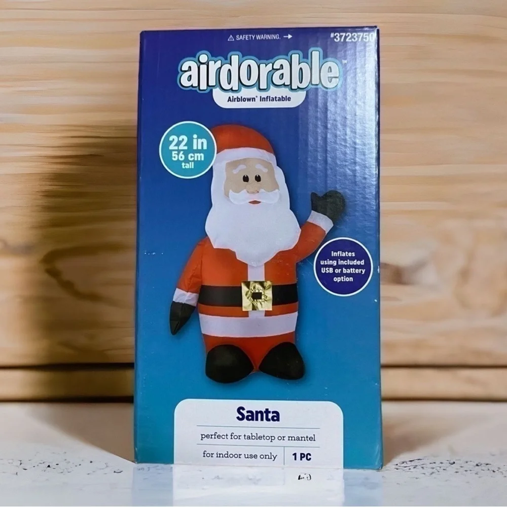 Airdorable Santa Inflatable 22” Battery Operated Indoors Christmas NEW Decor